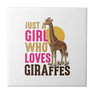 Mädchen, das Giraffen liebt Vintage-Giraffen-Shirt Fliese