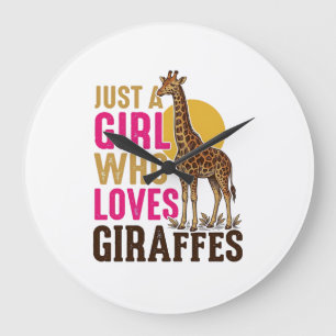 Mädchen, das Giraffen liebt Vintage-Giraffen-Shirt Große Wanduhr