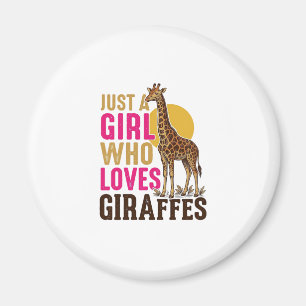 Mädchen, das Giraffen liebt Vintage-Giraffen-Shirt Magnet