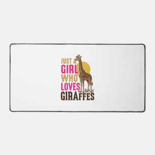 Mädchen, das Giraffen liebt Vintage-Giraffen-Shirt Schreibtischunterlage