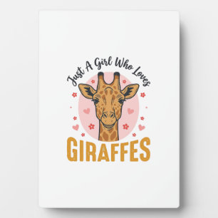 Mädchen, das Giraffen liebt Vintage-Stich-Design_1 Fotoplatte