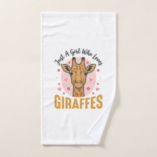 Mädchen, das Giraffen liebt Vintage-Stich-Design_1 Handtuch