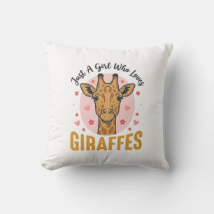 Mädchen, das Giraffen liebt Vintage-Stich-Design_1 Kissen