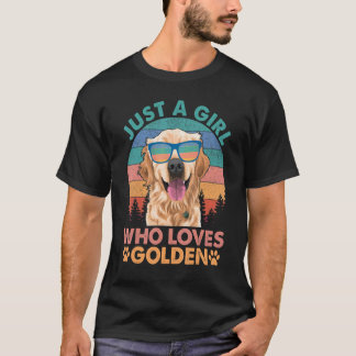 Mädchen, das Golden Retriever Hunde liebt T-Shirt