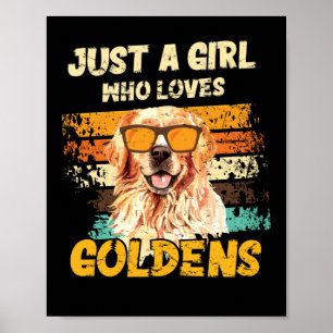 Mädchen, das Golden Retriever Hunde liebt Vintage Poster