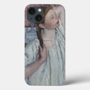 Mädchen, das ihr Haar, 1886 (Öl, vereinbart auf iPhone 13 Hülle