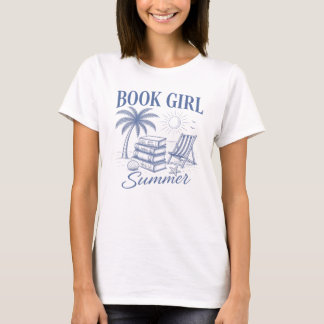 Mädchen, das im Sommer liest, Vintage-Shirt T-Shirt