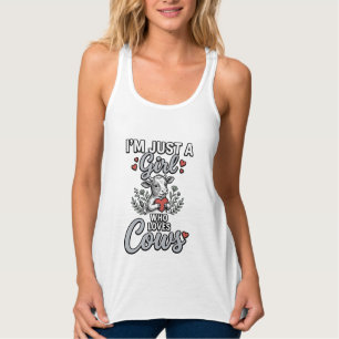 Mädchen, das Kühe liebt Vintage Süße Kuh-Shirt-Des Tank Top