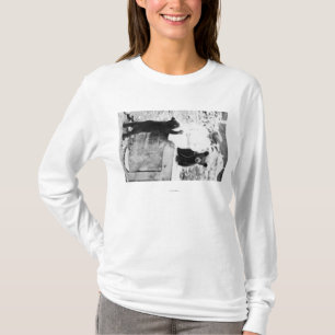 Mädchen, das mit Bärenjunges in Seward spielt T-Shirt