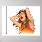 Mädchen, das Musik hört Poster (Vorne)