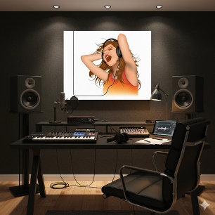 Mädchen, das Musik hört Poster