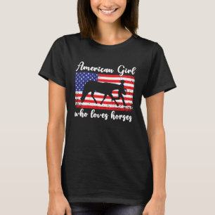 Mädchen, das Pferde liebt, stolz auf die amerikani T-Shirt