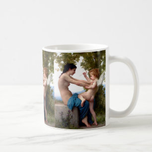 Mädchen, das sich gegen Eros Cupid verteidigt, Gem Kaffeetasse