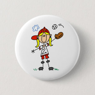 Mädchen, das Softball-Knopf spielt Button