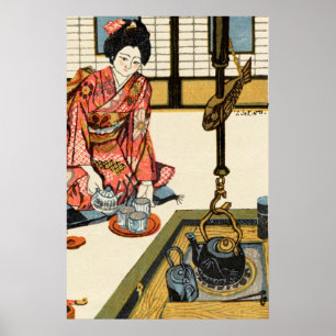 Mädchen, das Tee einschenkt Sekino Jun'ichiro 1946 Poster