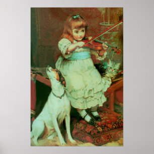 Mädchen, das Violine spielt Poster