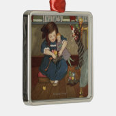 Mädchen, das voll ihre Schuhe der guter Sachen Silbernes Ornament (Rechts)