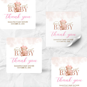 Mädchen, das wir frühzeitig abwarten können quadratischer aufkleber