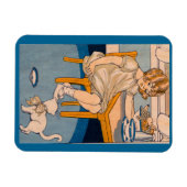 Mädchen der 1920er und ihre kleine weiße Katze Magnet (Horizontal)