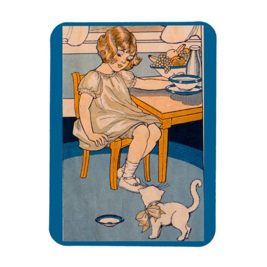 Mädchen der 1920er und ihre kleine weiße Katze Magnet (Vertikal)