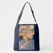 Mädchen der 1920er und ihre kleine weiße Katze Tragetaschen Mit Langen Trägern (Rückseite)