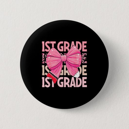 Mädchen der 1. Klasse Punkt Coquette Bleistift Bog Button (Vorderseite)
