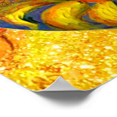 MÄDCHEN DER SONNENBLUMEN Gelb-orange-rosa Funkeln Poster (Ecke)