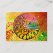 MÄDCHEN DER SONNENBLUMEN, gelb, rosa braun Visitenkarte (Rückseite)