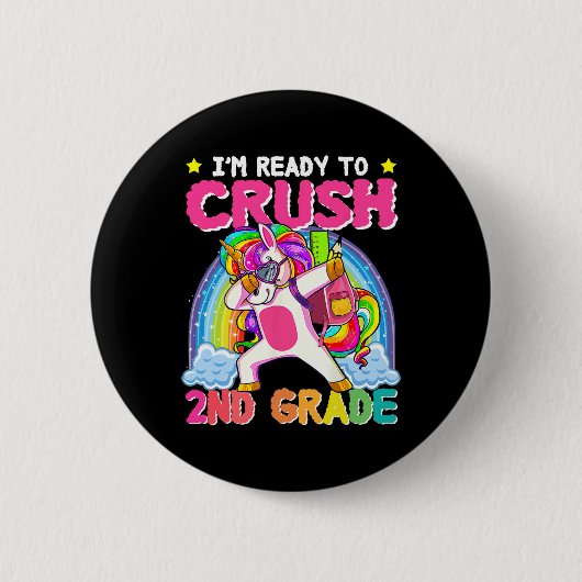 Mädchen der zweiten Klasse Einhorn zerkleinern zwe Button (Vorderseite)