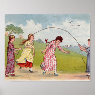 Mädchen des 19. Jahrhunderts, die Seilspringen spi Poster