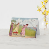 Mädchen des 19. Jahrhunderts spielen Sprungseil Karte (Gelbe Blume)