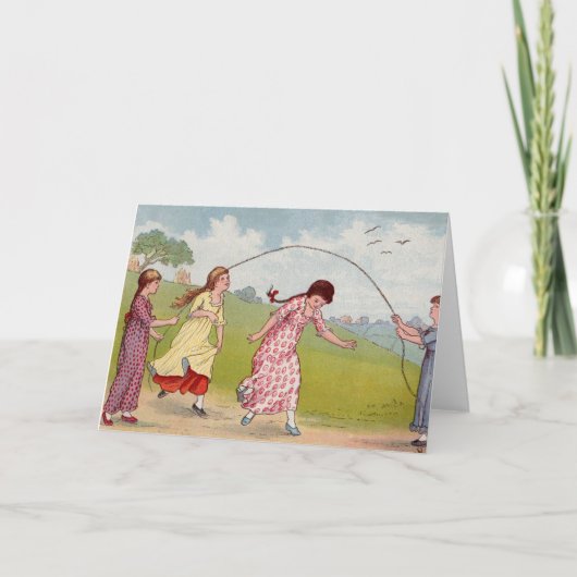 Mädchen des 19. Jahrhunderts spielen Sprungseil Karte (Vorderseite)