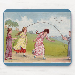 Mädchen des 19. Jahrhunderts spielen Sprungseil Mousepad