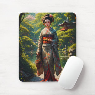 Mädchen des grünen Gartens Mousepad