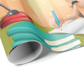 Mädchen, die an einem Schreibtisch arbeiten Geschenkpapier (Rolleneckpunkt)