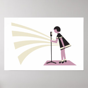 Mädchen, die auf Bühne singen, 60er Poster