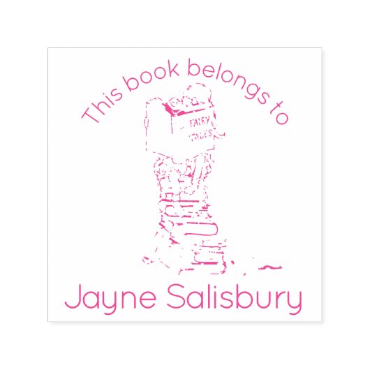 Mädchen, die Bücher lesen, Kinderbibliothek Briefm Permastempel (Design)