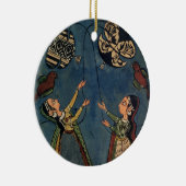 Mädchen, die Drachen, Kulu Volksmalerei, Himachal Keramikornament (Rechts)