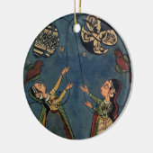 Mädchen, die Drachen, Kulu Volksmalerei, Himachal Keramikornament (Links)