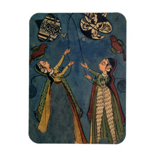 Mädchen, die Drachen, Kulu Volksmalerei, Himachal Magnet