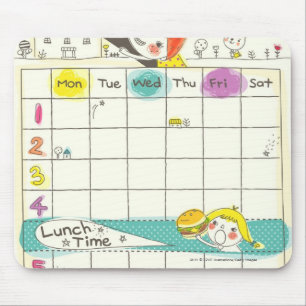 Mädchen, die durch Schule und Zeitplan spielen Mousepad