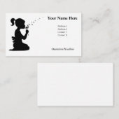 Mädchen, die eine Löwenzahn-Blume wünschen und bla Hinweiskarte (Vorne/Hinten)