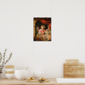 Mädchen, die eine Puppe im Innern halten Poster (Küche)