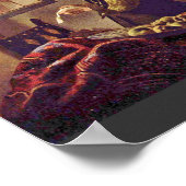 Mädchen, die einen Buchstaben an einem offenen Fen Poster (Ecke)