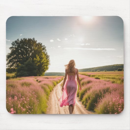 Mädchen, die einen dunklen Weg hinunter gehen Mousepad (Vorne)