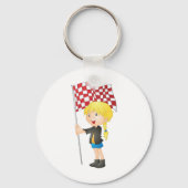 Mädchen, die einen Schlüsselanhänger mit kontrolli (Rückseite)