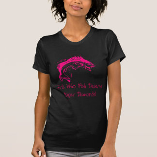 Mädchen, die fischen, verdienen größere Diamanten T-Shirt
