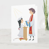 Mädchen, die Grußkarten der Kommunion erhalten Karte (Vorderseite)