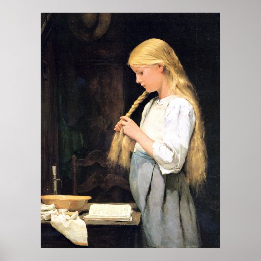 Mädchen die Haare flechtend Girl Braiding Poster (Vorne)