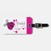 Mädchen, die Herz-Ladybug pink genannt Gepäckanhän Gepäckanhänger (Vorderseite horizontal)